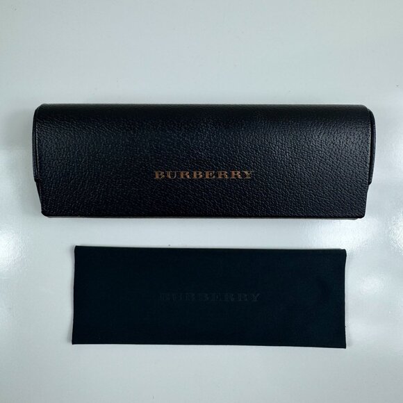 Burberry Pebbled Leather Glasses Case with Cleaning Cloth Magnetic Hardshell - Picture 1 of 5